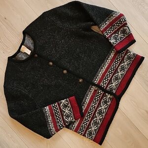 Vintage Cleo‎ Nordic Wool Neuteral Cardigan Sweater, Large